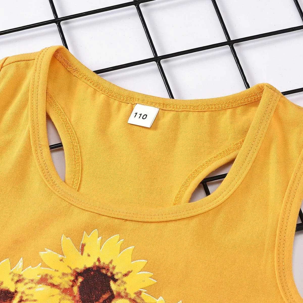 2pcs/Set Toddler Kids Baby Girl Sleeveless Floral T-Shirt Top Sunflower Denim Jeans Shorts Outfits 1-8T