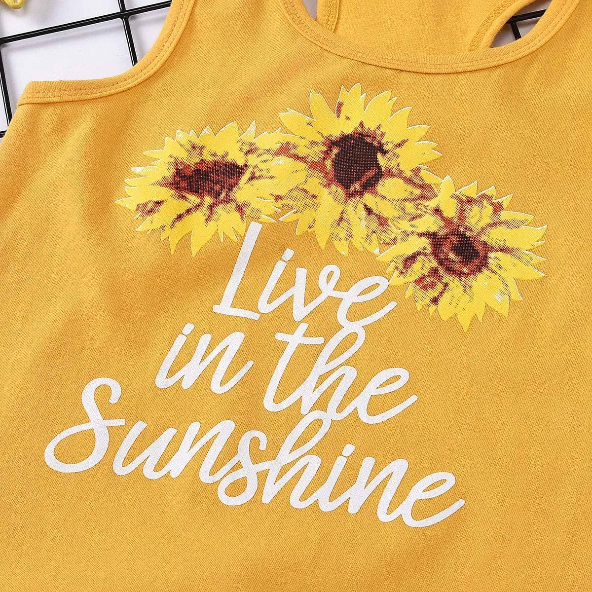 2pcs/Set Toddler Kids Baby Girl Sleeveless Floral T-Shirt Top Sunflower Denim Jeans Shorts Outfits 1-8T