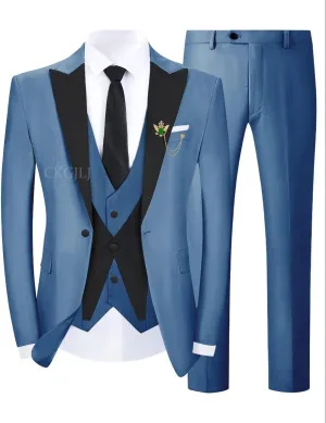 3 Piece Slim Fit Tuxedos for Men Tux Wedding Suits Man One Button Blazer Tuxedo Vest Pants Formal Prom Suits Sets