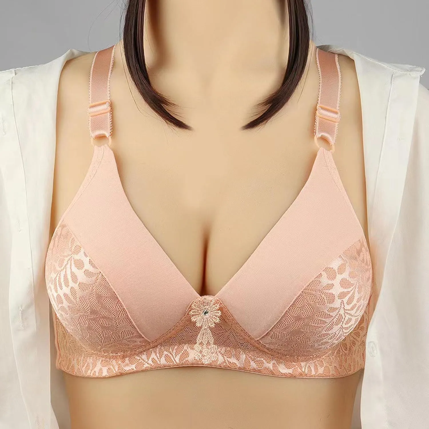 4 Pack Bras for Women's no Underwire Supportive Tshirt Bra Soft Comfy Lace Everyday Bralettes Wireless Underwear Tops