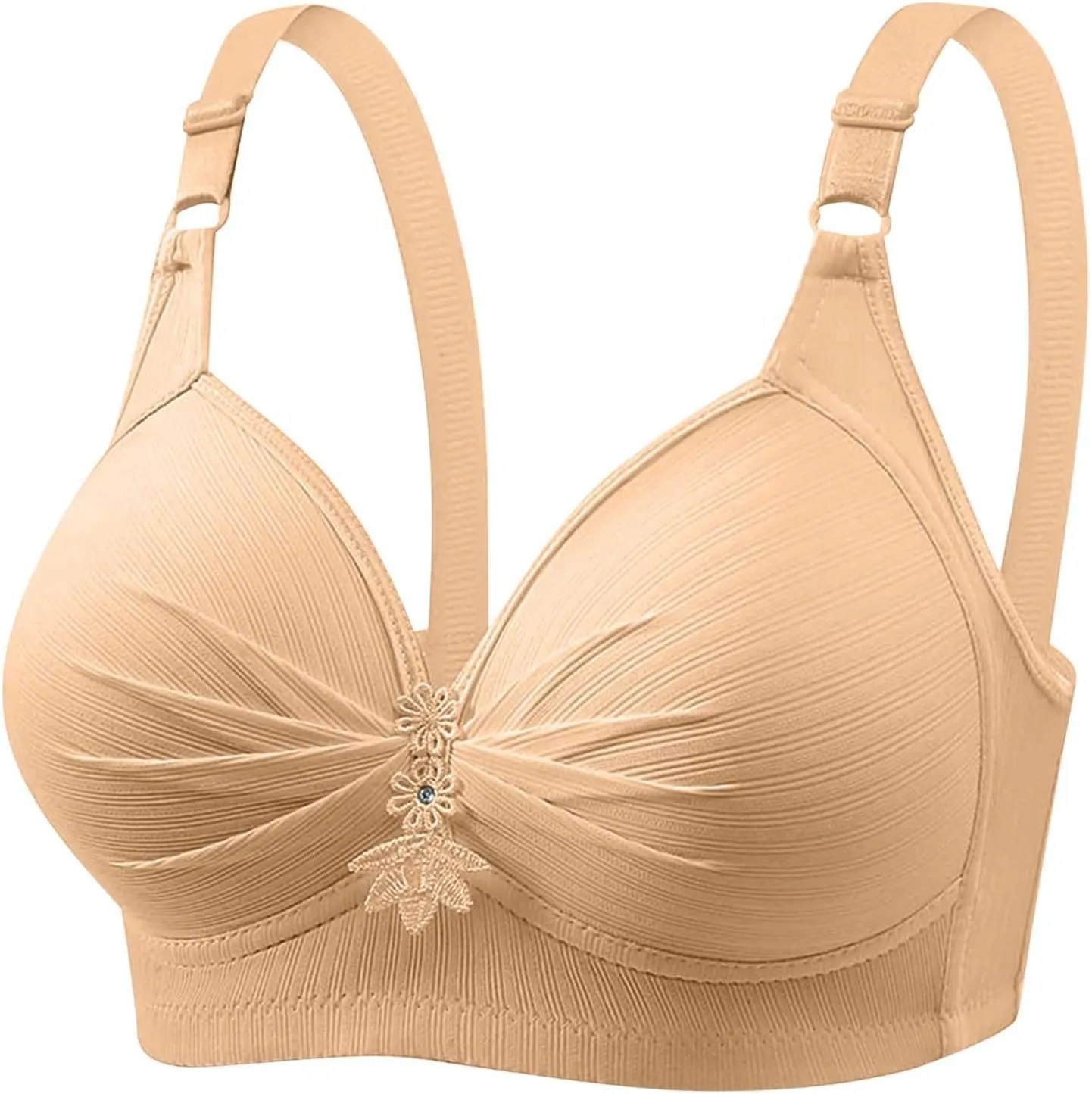 4 Piece Tshirt Bras for Women Sexy Push Up No Underwire Bra Soft Comfy Lace Everyday Bralettes Wireless Underwear Top