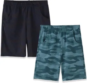 ACESTAR Boys Camouflage Athletic Shorts - Quick Dry Active Youth Printed Camo Core Mesh Sport Shorts with Pockets