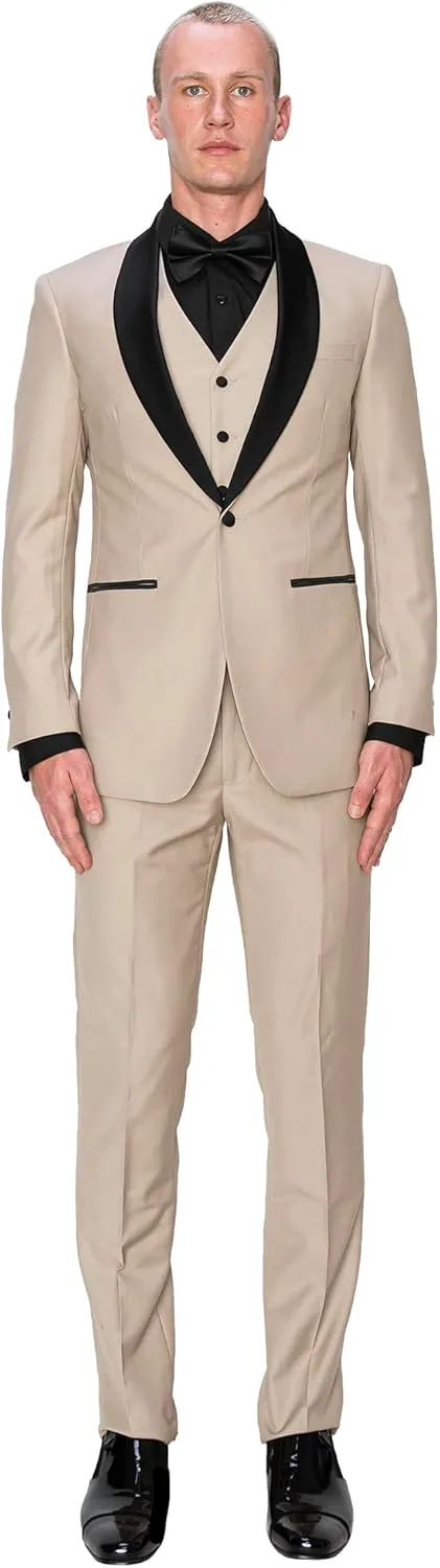 Antonio Uomo Men’s Suit Set – Slim Fit Tuxedo Blazer Solid Jacket Vest Pants Formal Business Wedding Party Prom Dress Suits