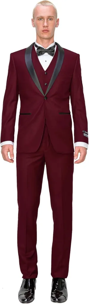 Antonio Uomo Men’s Suit Set – Slim Fit Tuxedo Blazer Solid Jacket Vest Pants Formal Business Wedding Party Prom Dress Suits