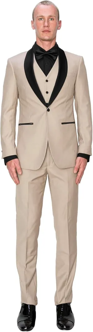 Antonio Uomo Men’s Suit Set – Slim Fit Tuxedo Blazer Solid Jacket Vest Pants Formal Business Wedding Party Prom Dress Suits