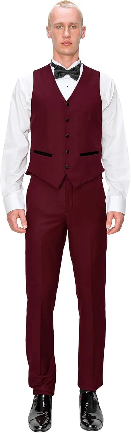 Antonio Uomo Men’s Suit Set – Slim Fit Tuxedo Blazer Solid Jacket Vest Pants Formal Business Wedding Party Prom Dress Suits