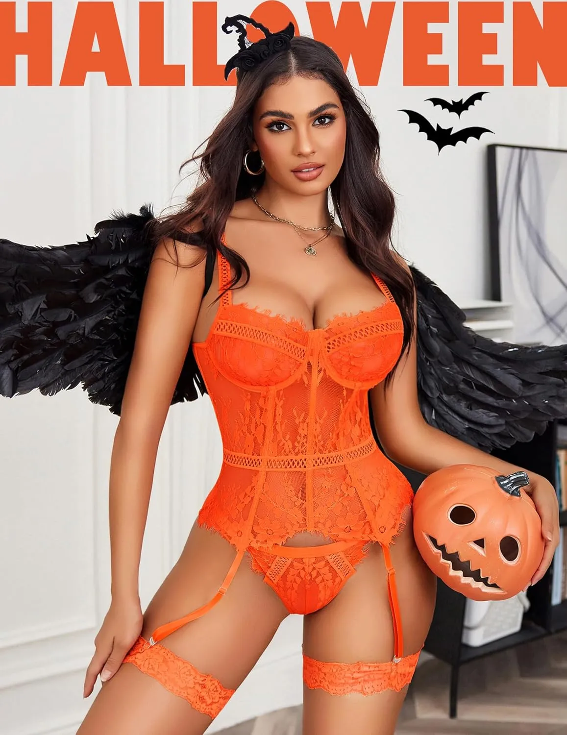 Avidlove Lingerie for Women Lace Corset and Panty Outfits Garter Lingerie Sets S-XXL