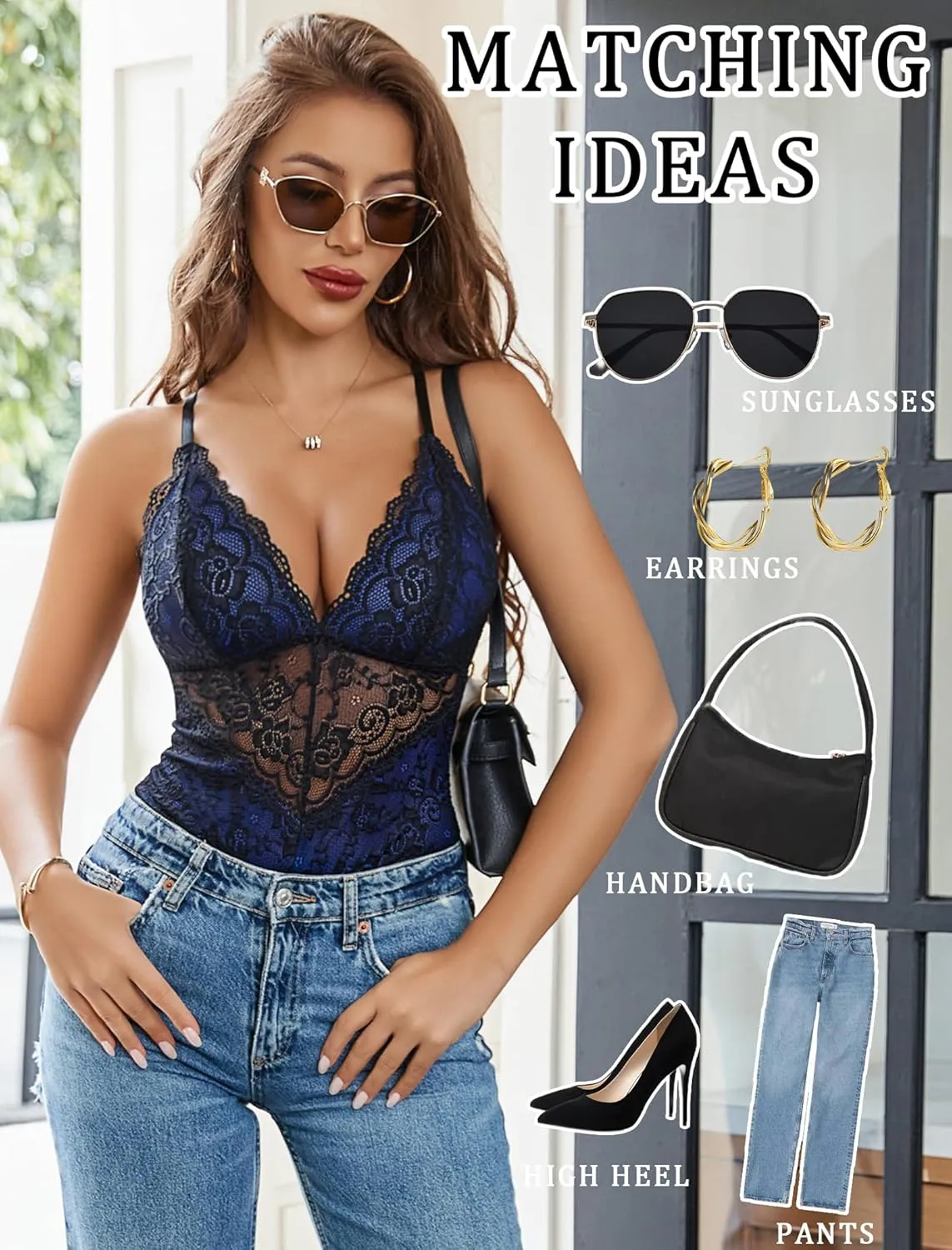 Avidlove Lingerie for Women One Piece Snap Crotch Teddy Bodysuit Contrast Lace Mini Babydoll