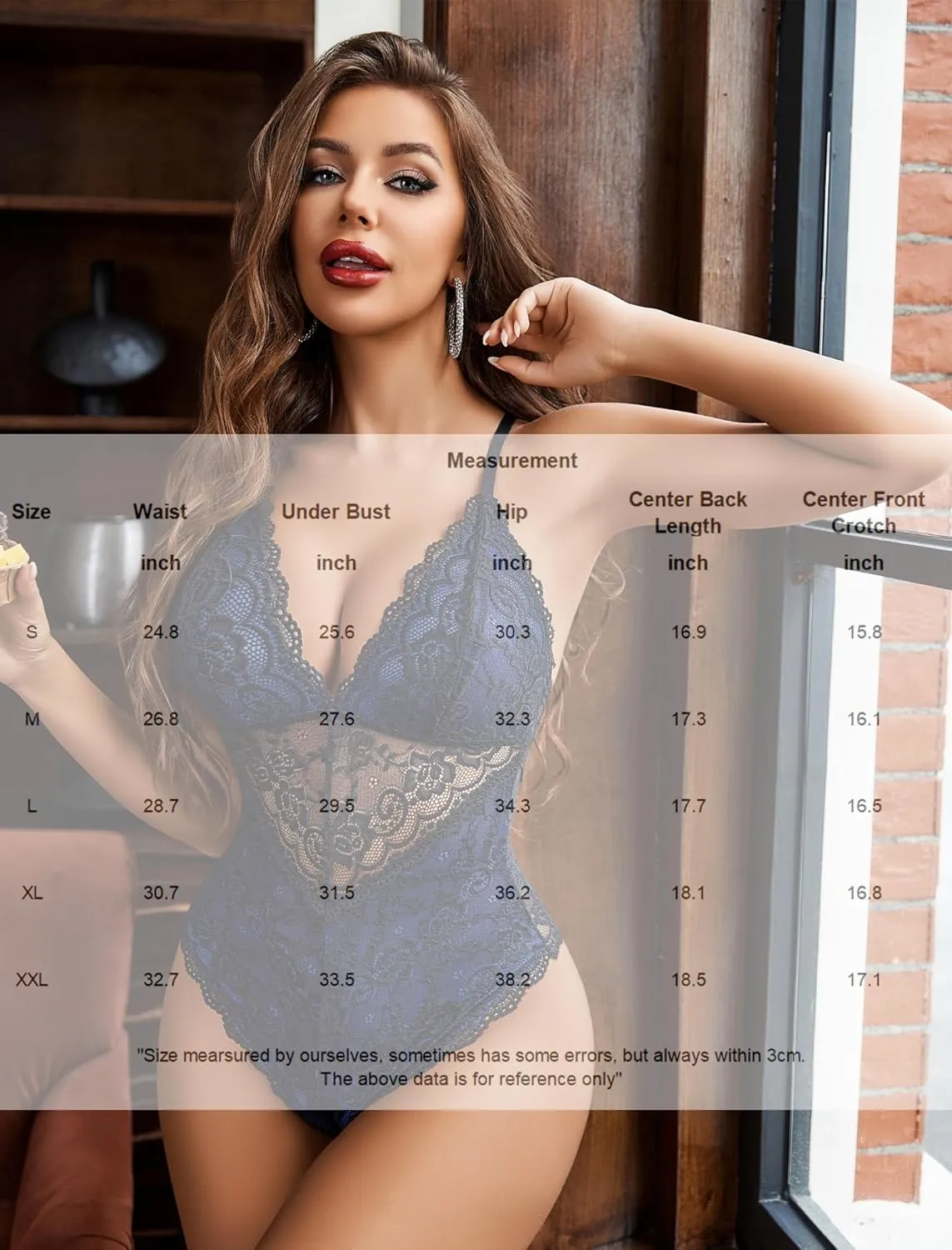 Avidlove Lingerie for Women One Piece Snap Crotch Teddy Bodysuit Contrast Lace Mini Babydoll