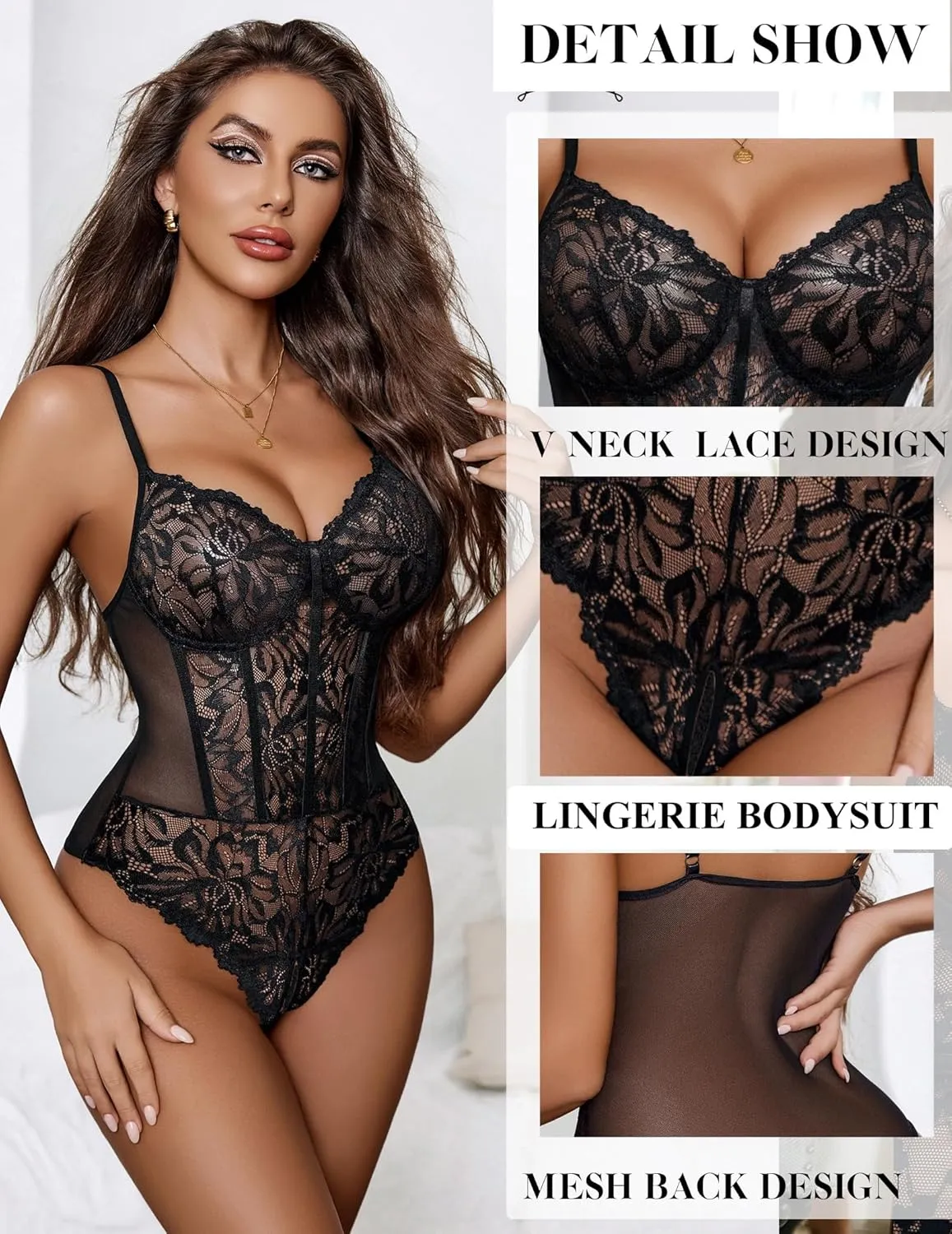 Avidlove Women Lingerie Lace Harness Lingerie Bodysuit One Piece Teddy Mini Babydoll S-XXL