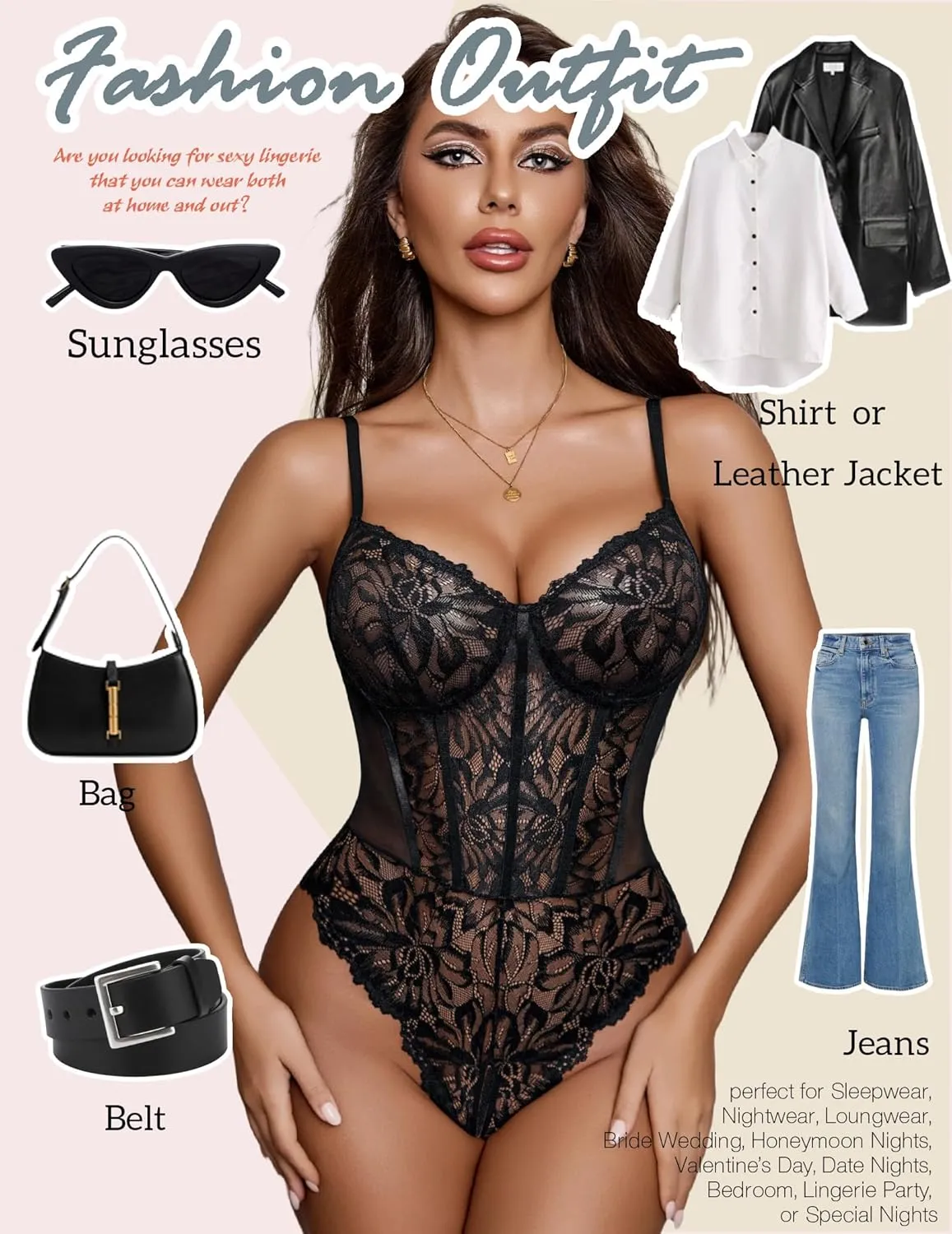 Avidlove Women Lingerie Lace Harness Lingerie Bodysuit One Piece Teddy Mini Babydoll S-XXL