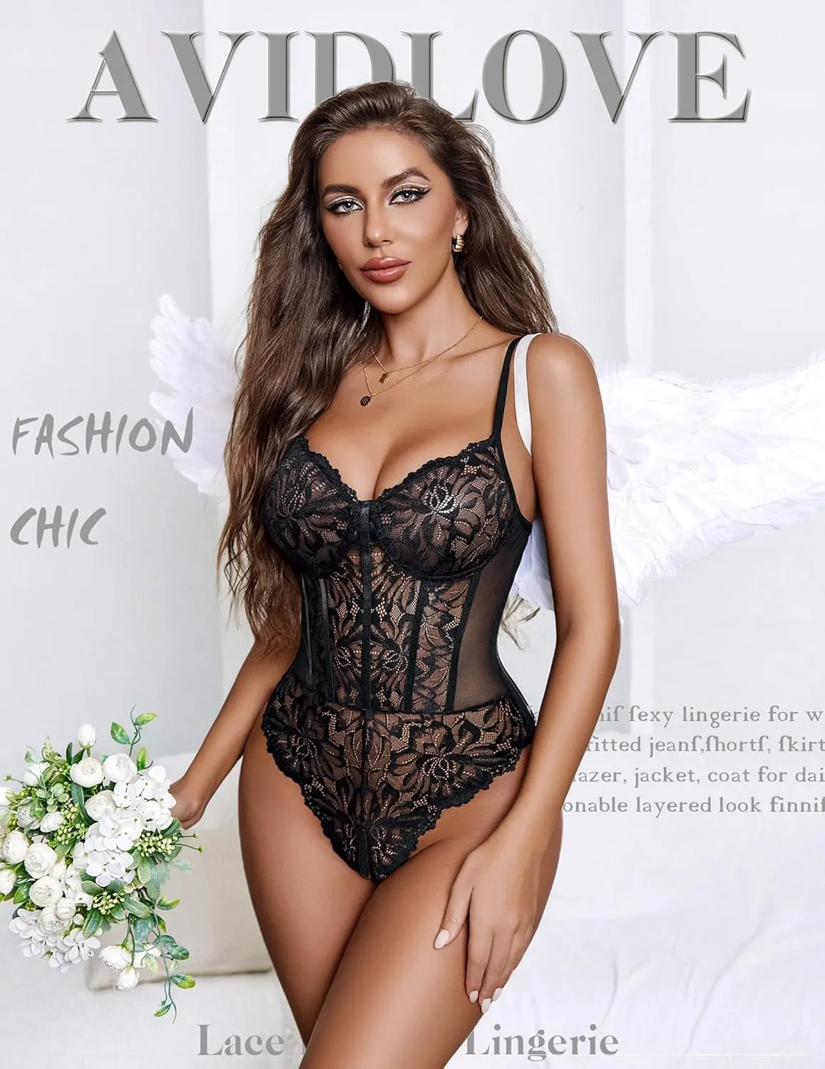 Avidlove Women Lingerie Lace Harness Lingerie Bodysuit One Piece Teddy Mini Babydoll S-XXL