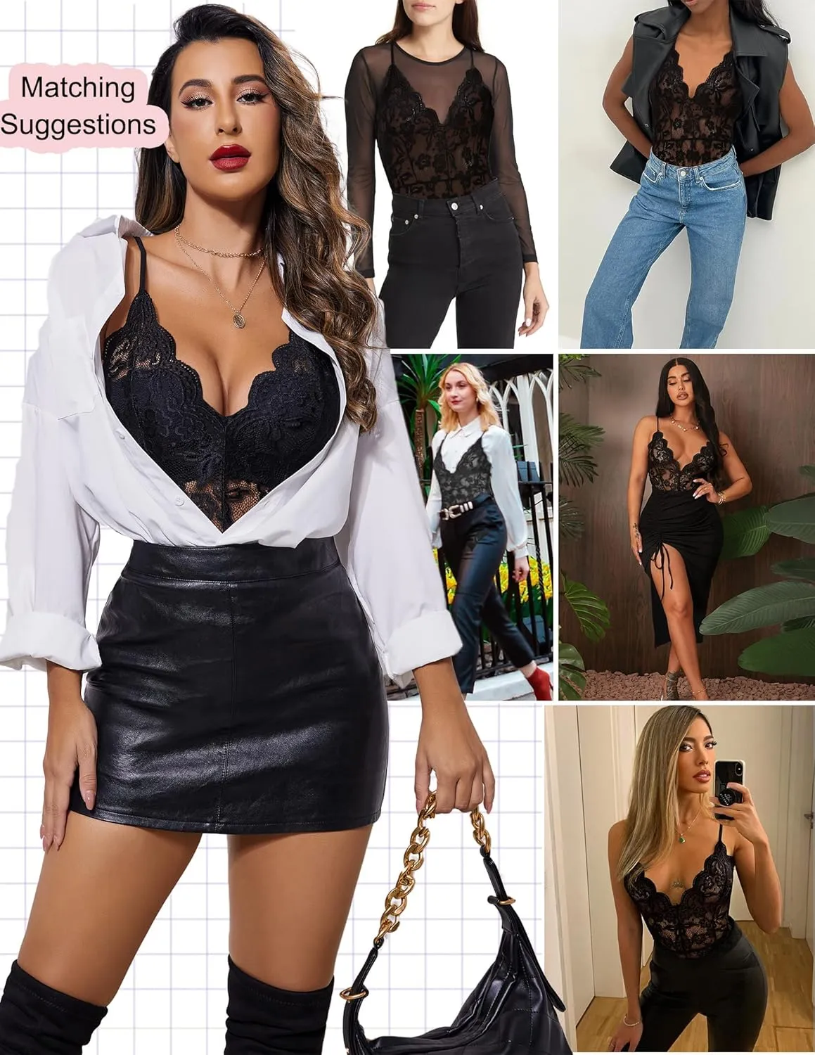 Avidlove Women One Piece Lingerie Deep V Teddy Sexy Lace Bodysuit Snap Crotch Babydoll