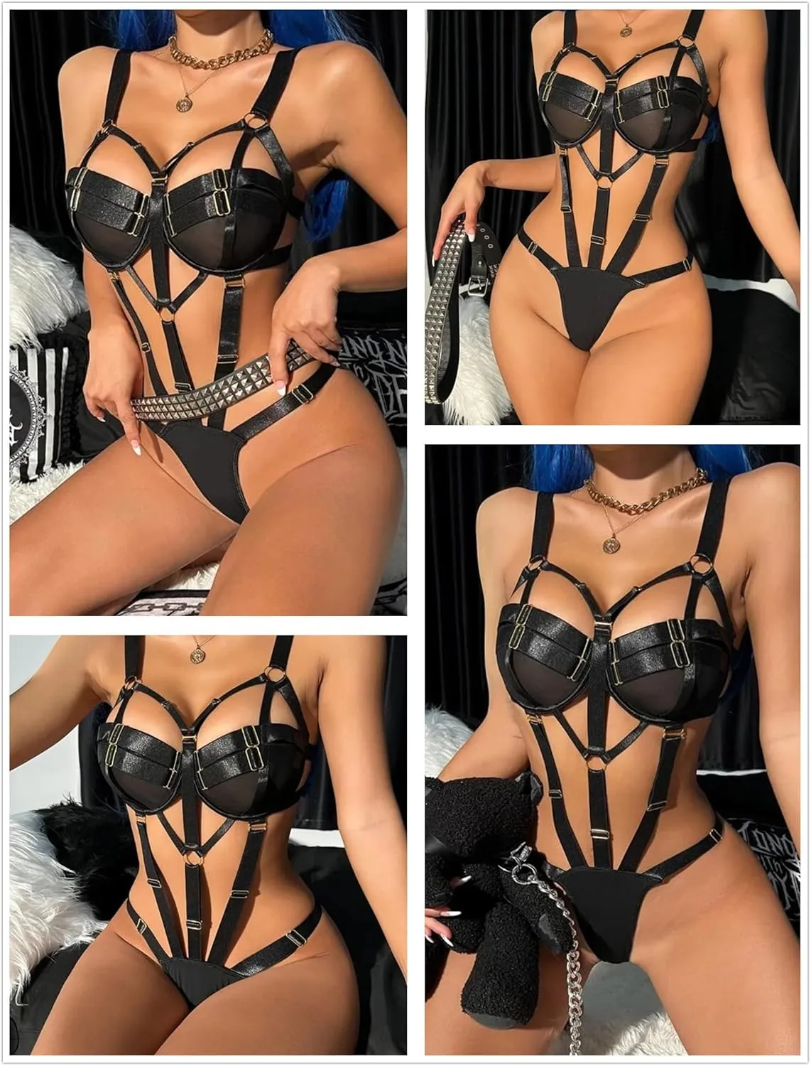 Avidlove Womens Lingerie with Push Up Bra Support Bondaged Underwired Teddy Lingerie One Piece Babydoll