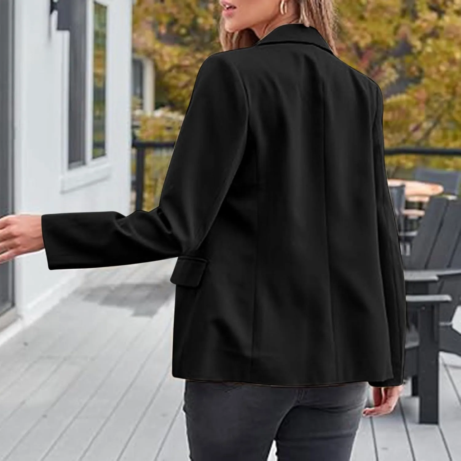 Blazers for Women Dressy Casual Open Front Long Sleeve Work Office Suit Jackets Elegant Button Lapel Business Blazer