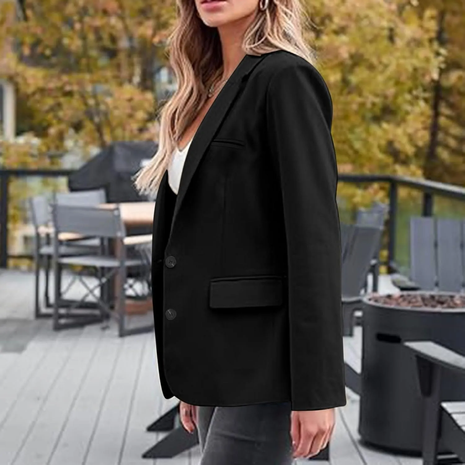 Blazers for Women Dressy Casual Open Front Long Sleeve Work Office Suit Jackets Elegant Button Lapel Business Blazer