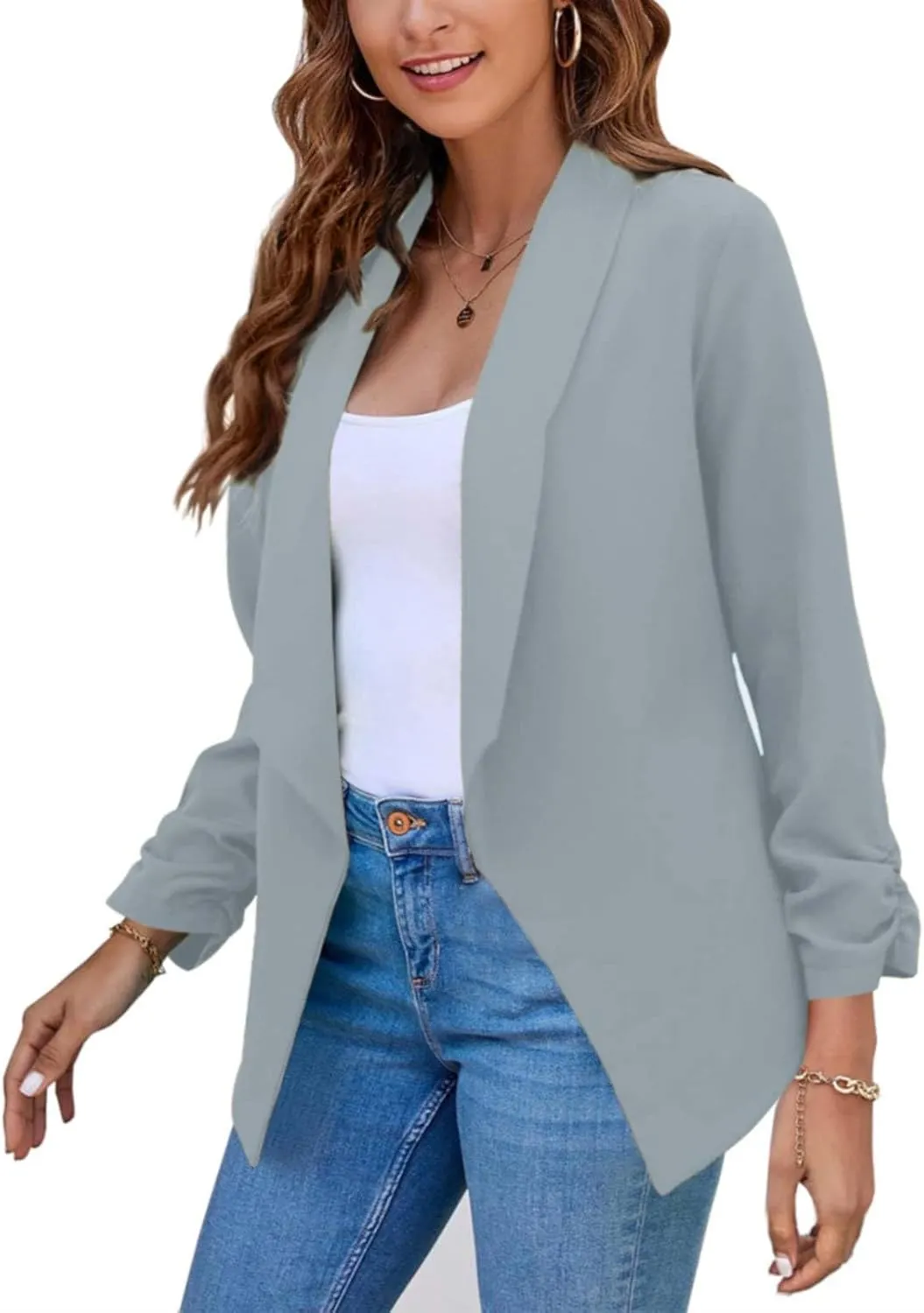 Blazers for Women Suit Jackets Long Sleeve Lapel Suit Small Jacket Work Office Blazer Lapel Button Jacket Black
