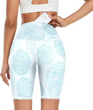 Blue Floral Active Yoga Leggings for Women Activewear Compression Capri Leggings for Women X-Small