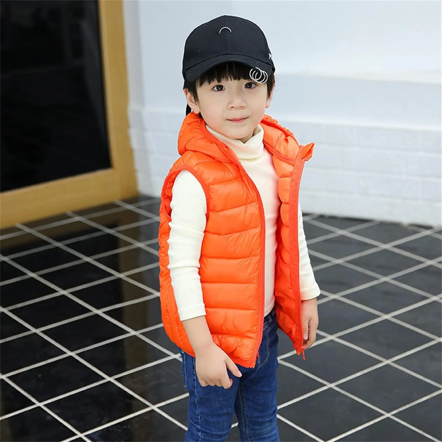 Boys Girls Puffer Down Vest Toddler Kids Hooded Zip Sleeveless Jacket Winter Coat Baby Boy Girl Winter Coat