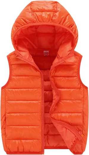 Boys Girls Puffer Down Vest Toddler Kids Hooded Zip Sleeveless Jacket Winter Coat Baby Boy Girl Winter Coat