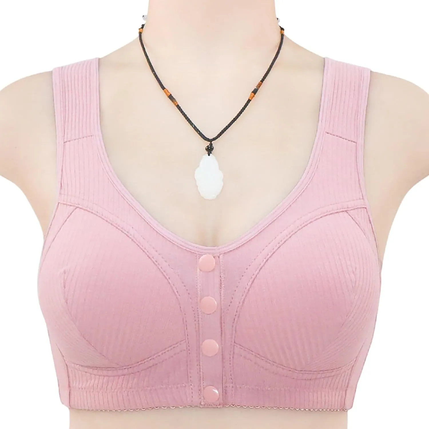 Bras for Older Women, 2025 New Front Closure Bras Push Up Bra No Underwire Plus Size Front Button Bra