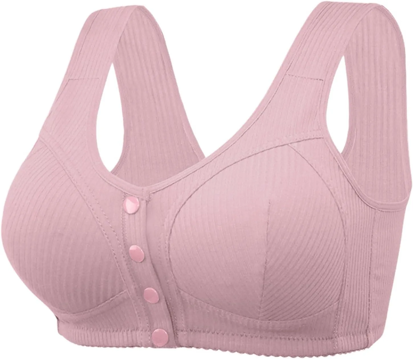 Bras for Older Women, 2025 New Front Closure Bras Push Up Bra No Underwire Plus Size Front Button Bra