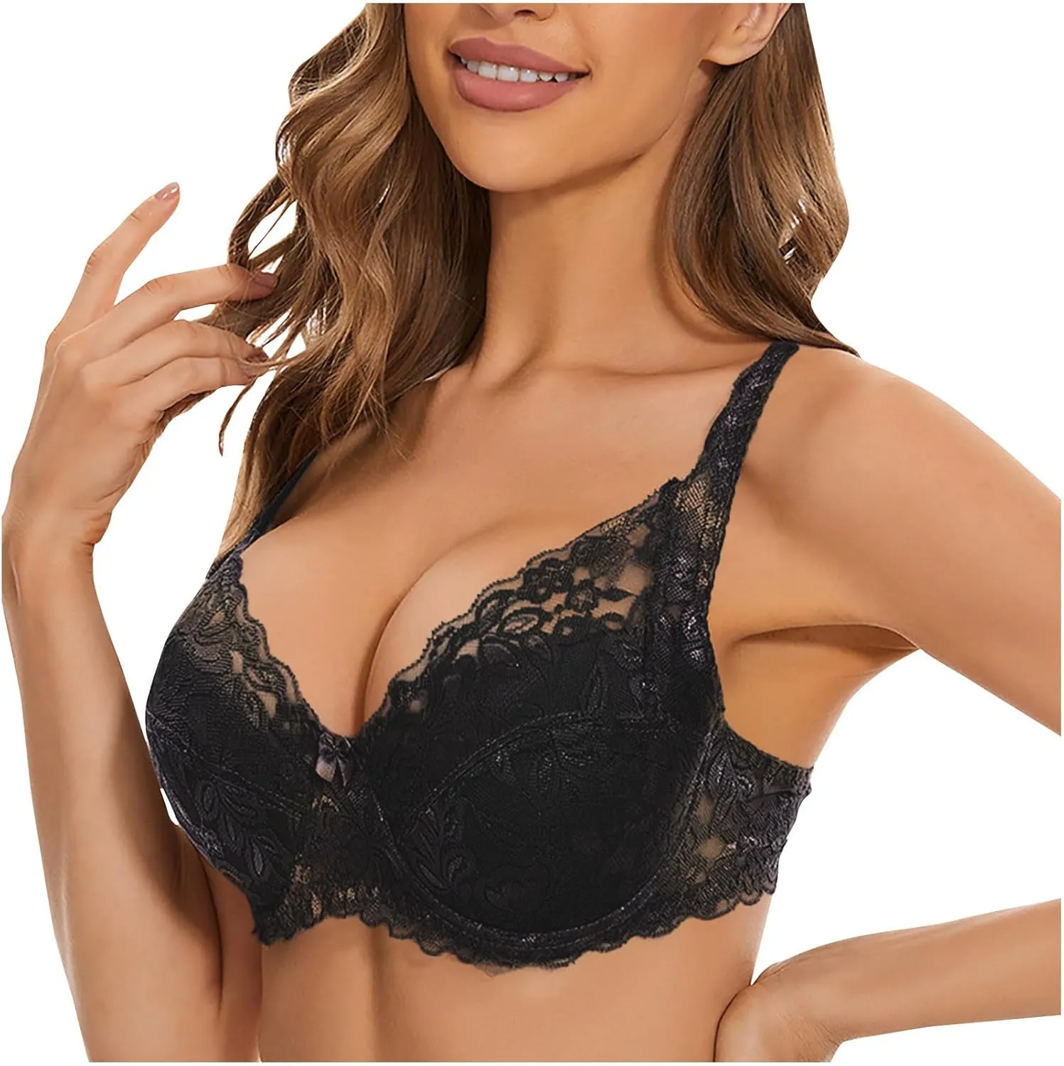 Bras for Older Women No Underwire Lace Full Coverage Wireless Bralettes Push Up Wirefree Lounge Everyday Brassiere