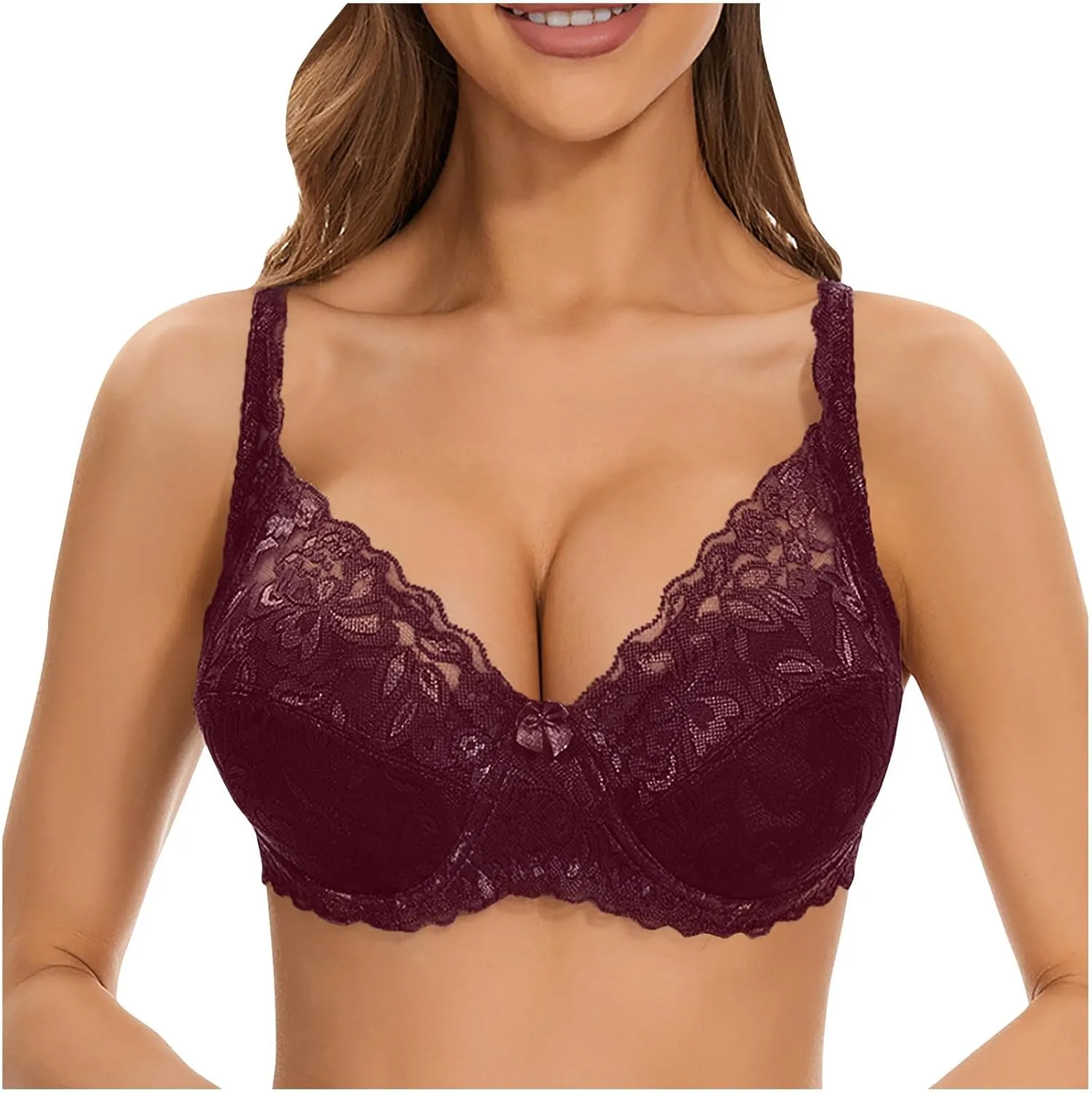Bras for Older Women No Underwire Lace Full Coverage Wireless Bralettes Push Up Wirefree Lounge Everyday Brassiere