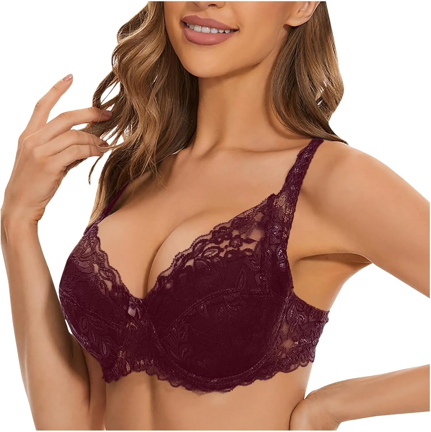 Bras for Older Women No Underwire Lace Full Coverage Wireless Bralettes Push Up Wirefree Lounge Everyday Brassiere