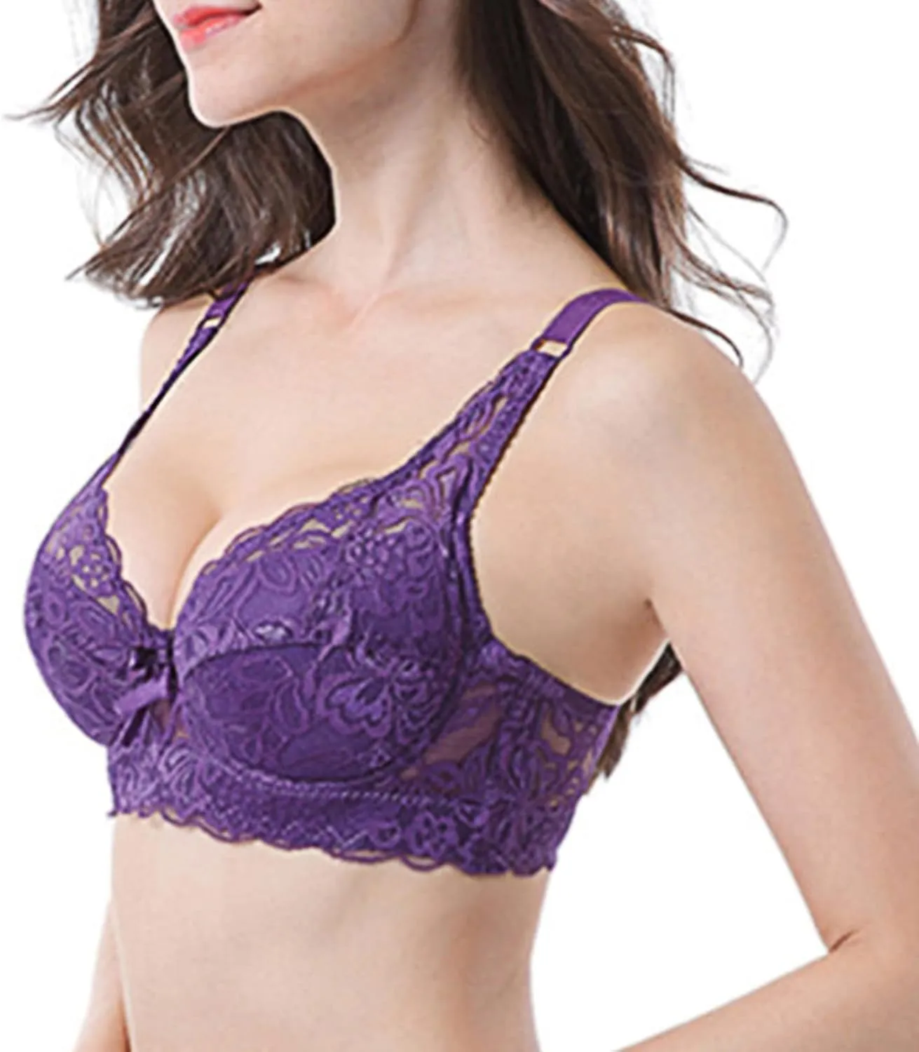 Bras for Women Wireless Full Coverage T Shirt Bra No Underwire V Neck Lace Lift Bralette Comfort Seamless Bra