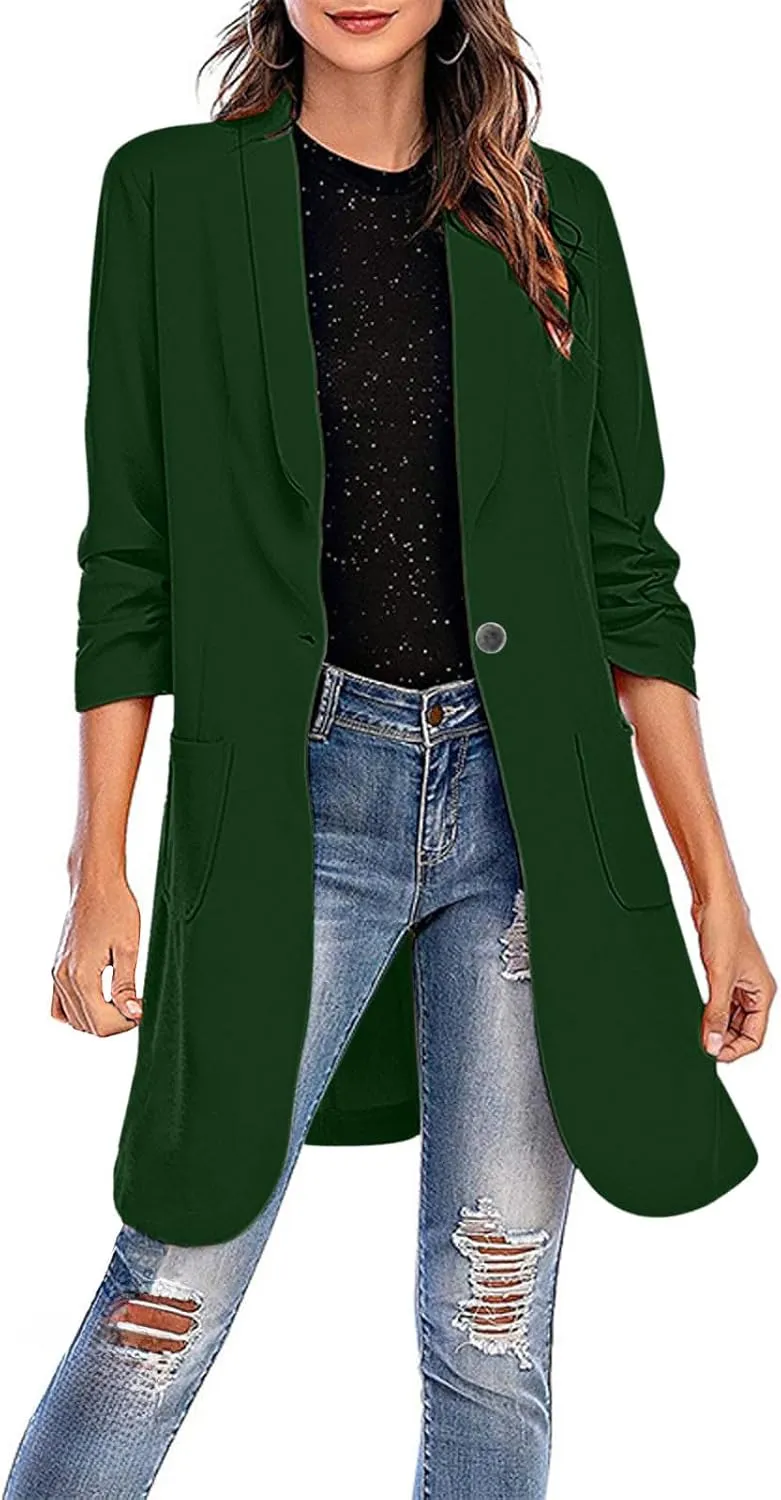 Business Casual Blazers Jackets for Women Work Office Open Front Overcoats Long Sleeve Single-Button Coats