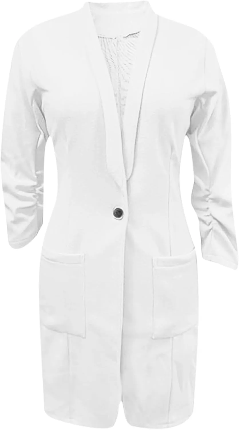 Business Casual Blazers Jackets for Women Work Office Open Front Overcoats Long Sleeve Single-Button Coats