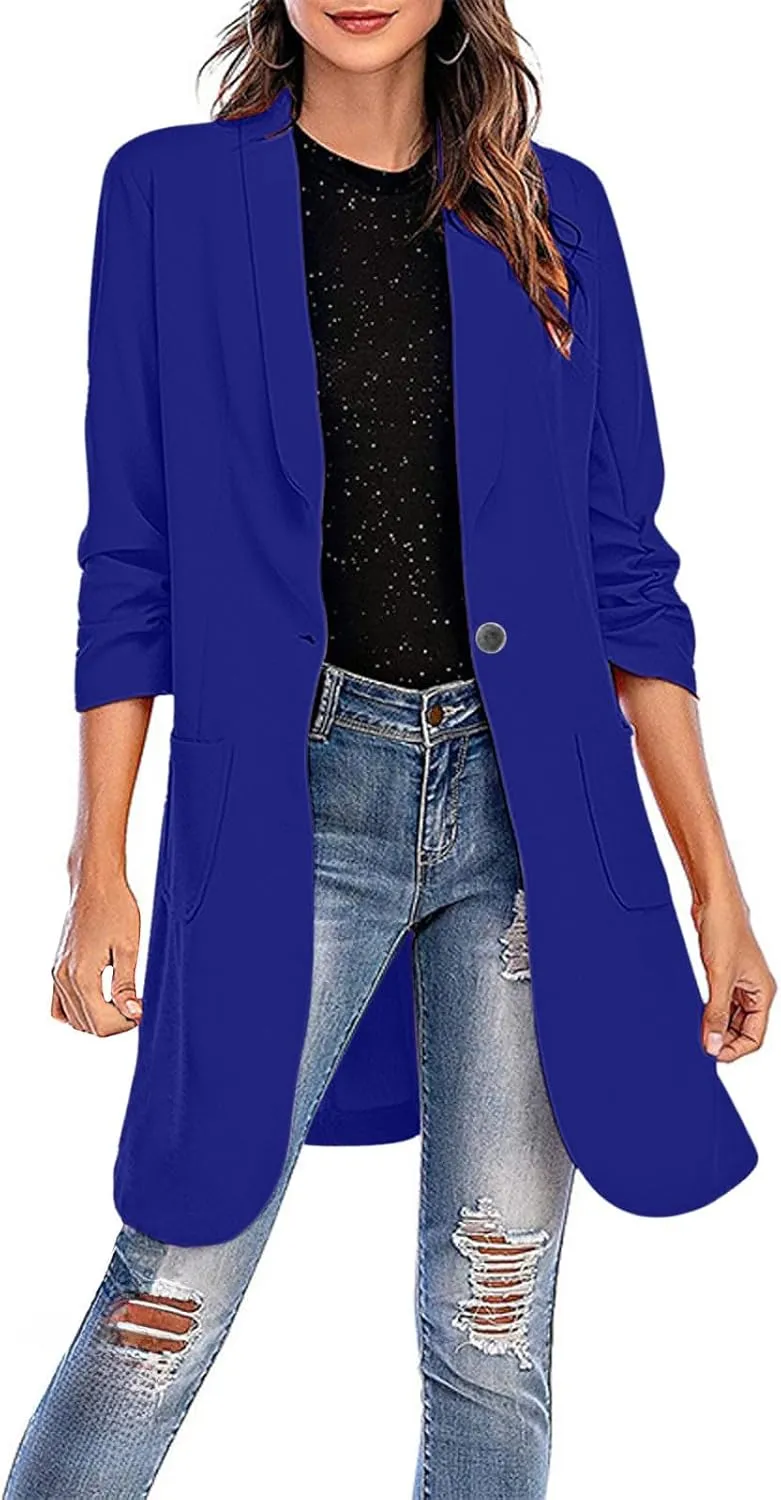Business Casual Blazers Jackets for Women Work Office Open Front Overcoats Long Sleeve Single-Button Coats