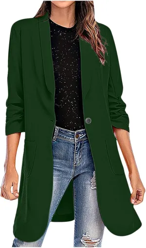 Business Casual Blazers Jackets for Women Work Office Open Front Overcoats Long Sleeve Single-Button Coats
