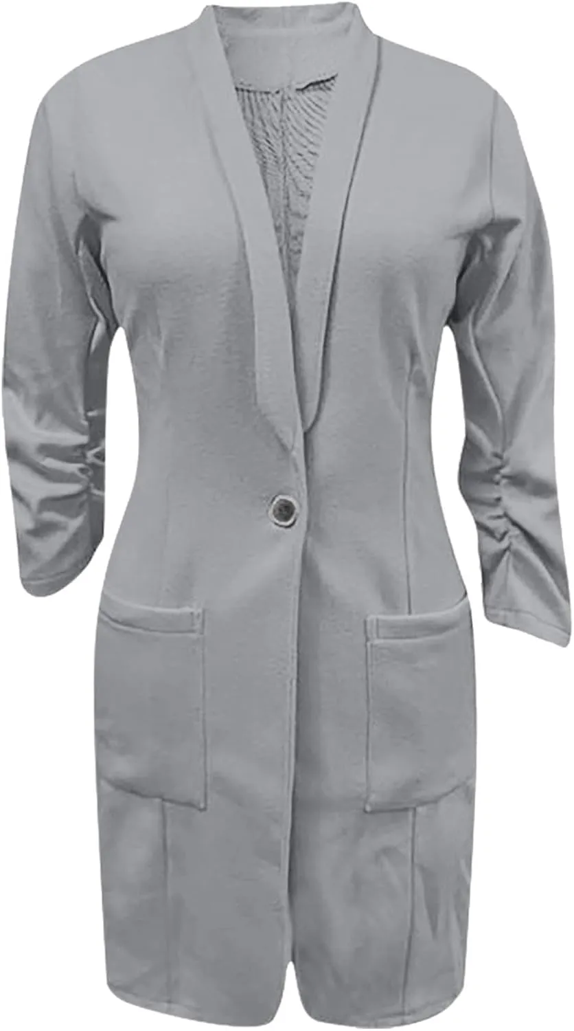 Business Casual Blazers Jackets for Women Work Office Open Front Overcoats Long Sleeve Single-Button Coats