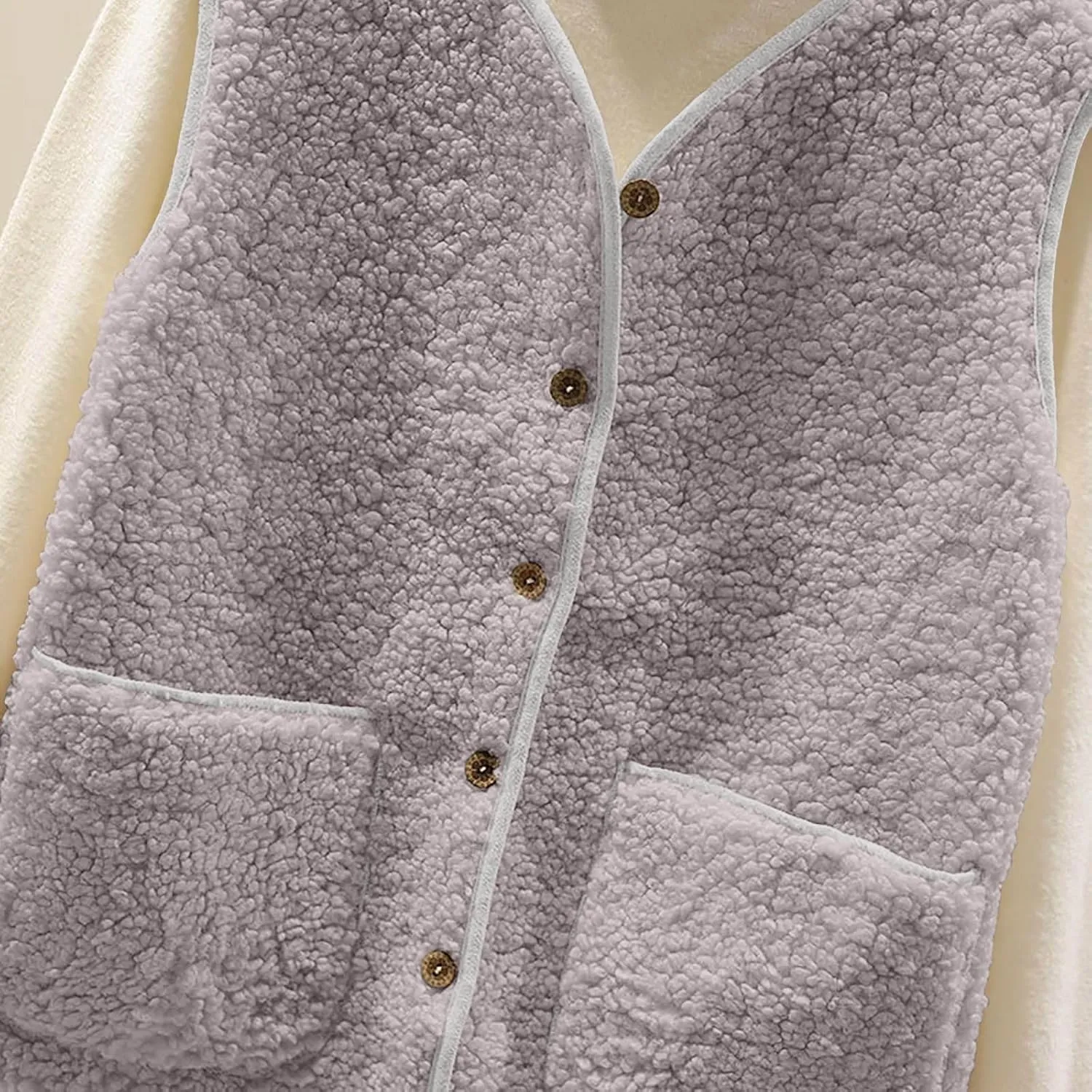 Canbebig Fleece Vest Women Soft Sleeveless Classic Fit Button Down Fuzzy Sherpa Fleece Jacket Cozy Waistcoat Outwear Pockets