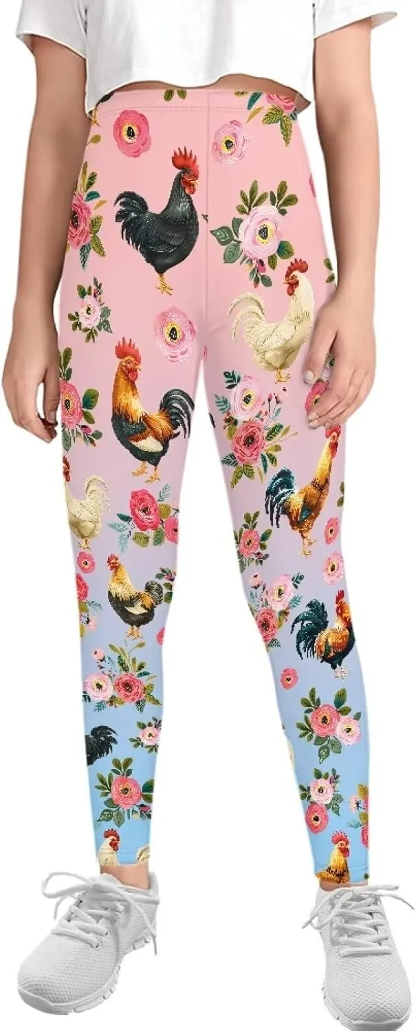 COEQINE Girls’ Leggings, Yoga Pants Activewear Legging High Waist Active Pants Size for 4-13 Years Kids Teens