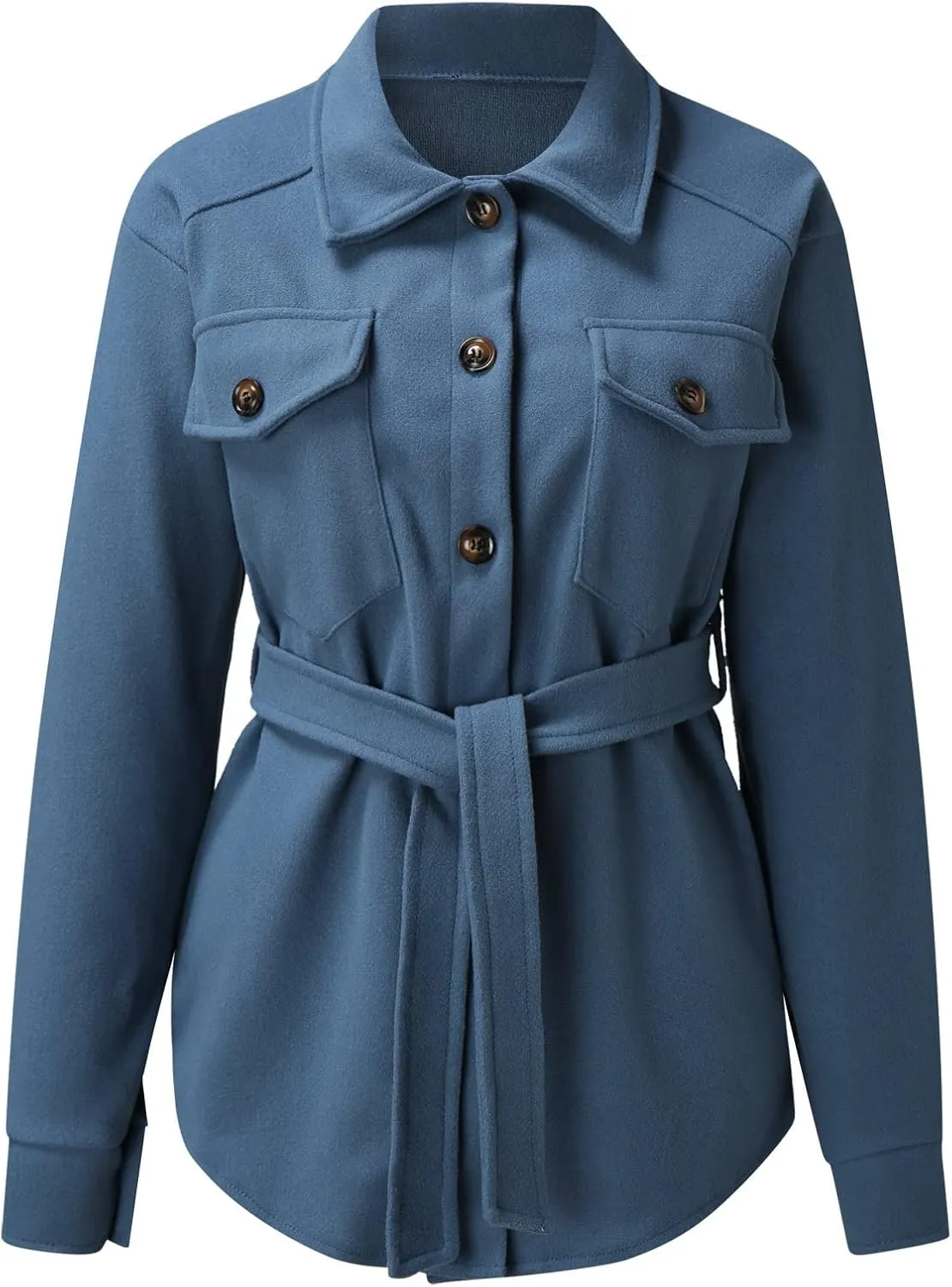 cooki Winter Coats for Women Lapel Belted Peacoat Women's Wool Blend Trench Coat Casual Fall Cardigan Jacket Overcoats