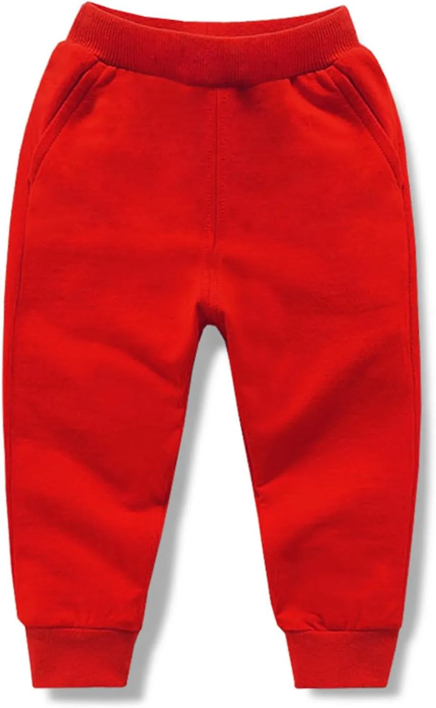 Cotton Athletic Pants Kids Elastic Waistband Joggers Pockets Stretchy Sweatpants Girls Girls Casual Gym Activewear