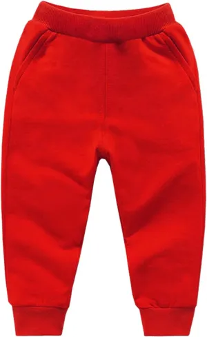 Cotton Athletic Pants Kids Elastic Waistband Joggers Pockets Stretchy Sweatpants Girls Girls Casual Gym Activewear