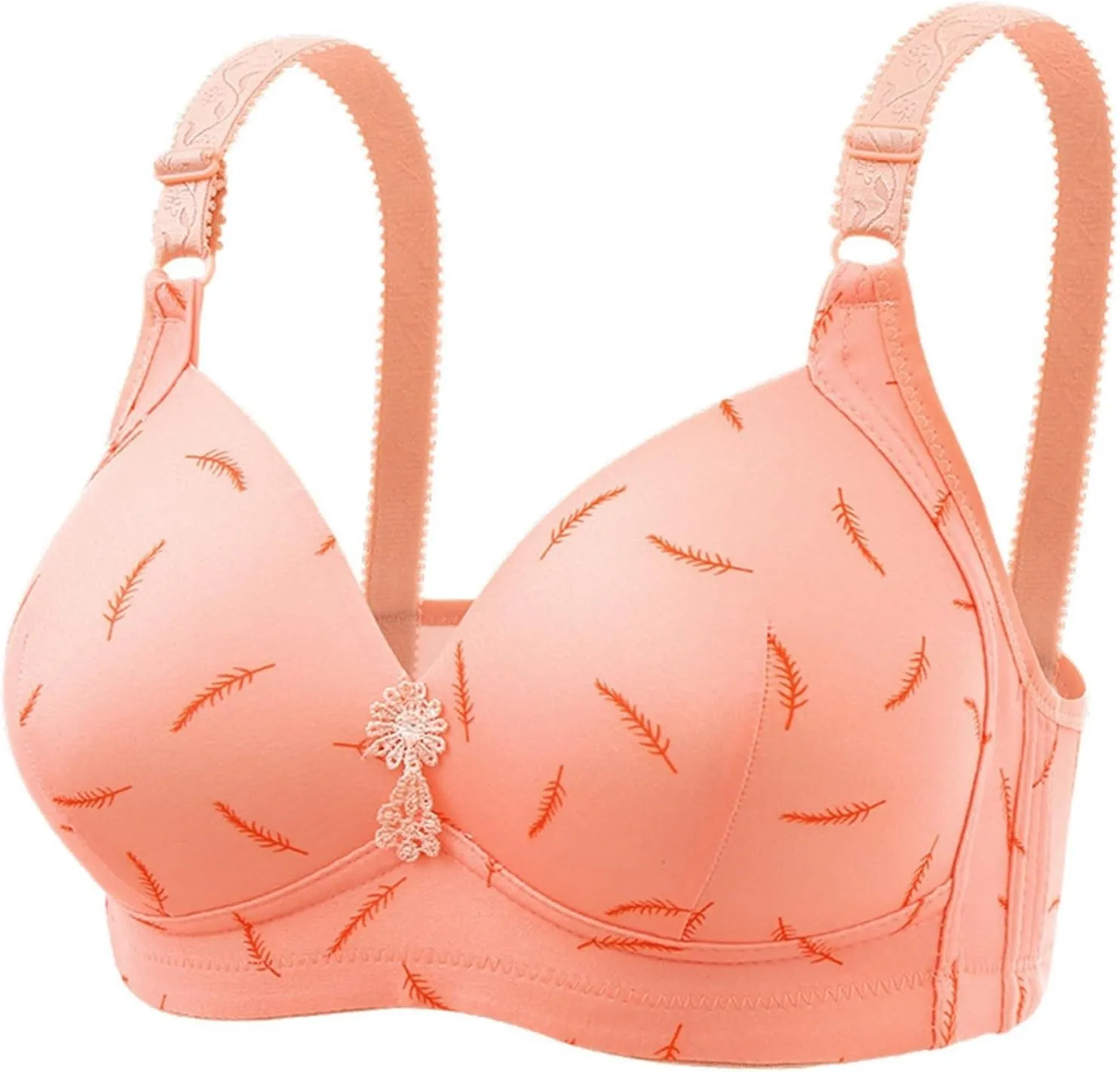 Cotton Bras for Women Wirefree Plus Size Thin Breasts Gathered Adjustable Comfortable Breathable Underwire Pushup Bra