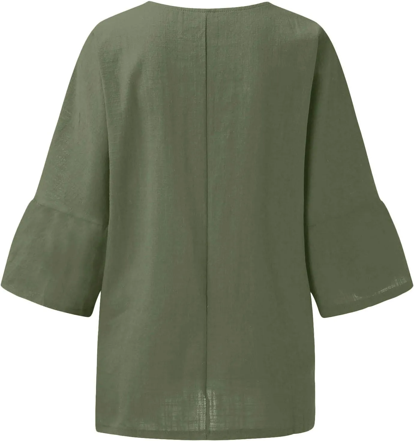 Cotton Linen Top for Women Plus Size 3/4 Sleeve Casual Summer Blouse T Shirt Fashion Side Split Loose Tunic Shirts