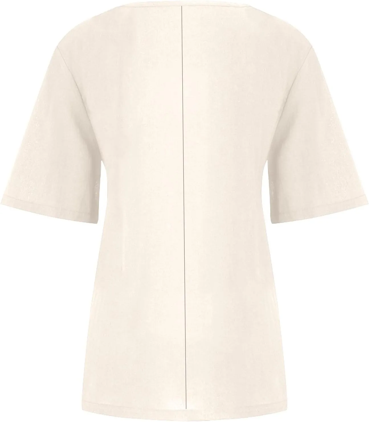 Cotton Linen Tops for Women 2025 Summer Casual Roll Up Short Sleeve T-Shirt Loose Fit Solid Color Tees Blouses