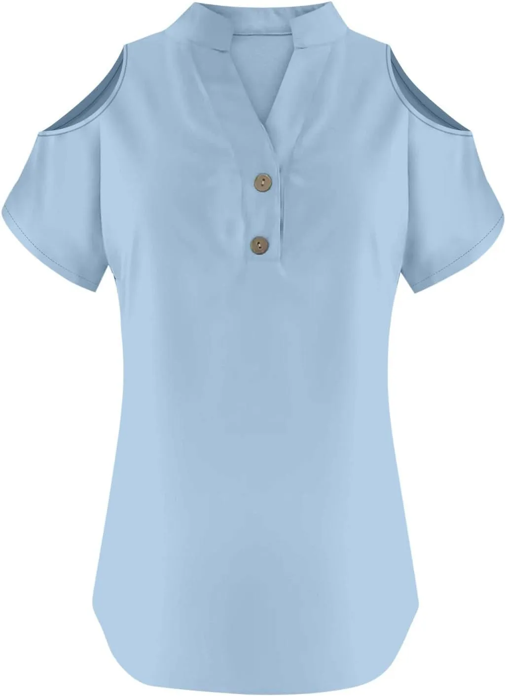 Cotton Linen Tops for Women 2025 Trendy Summer Cold Shoulder Short Sleeve Casual Loose V Neck Button Up Henley Shirt