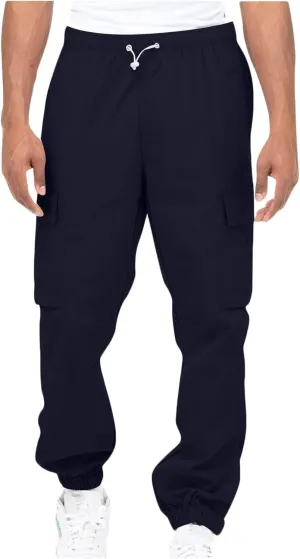 Cotton Men's Cargo Jogger Pants Elastic Multi Pockets Relax Drawstring Outdoor Daily Hiking Camping Activewear Travel