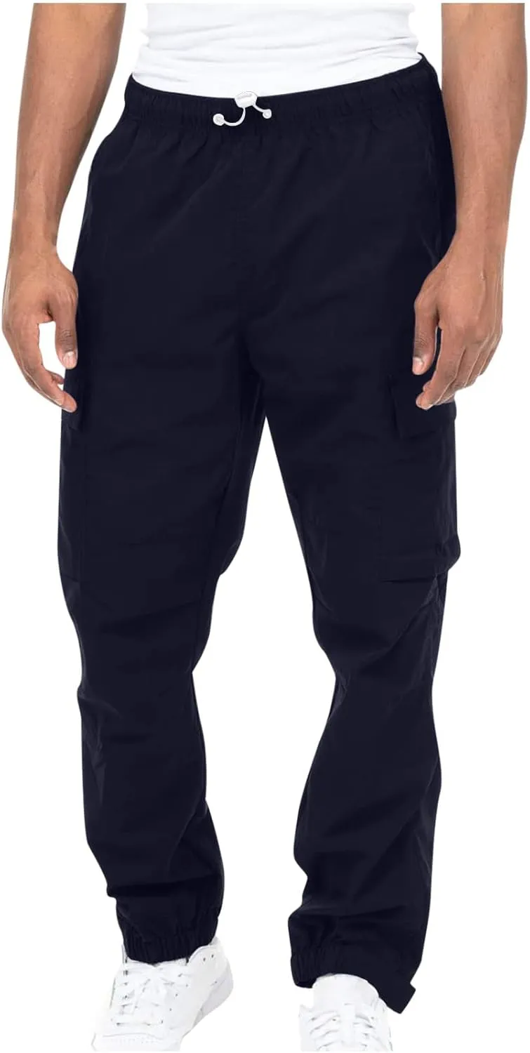Cotton Men's Cargo Jogger Pants Elastic Multi Pockets Relax Drawstring Outdoor Daily Hiking Camping Activewear Travel