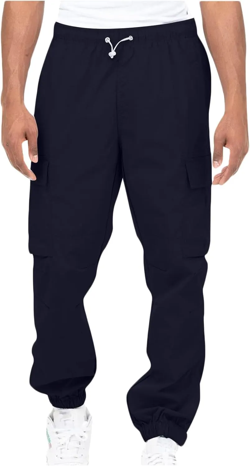 Cotton Men's Cargo Jogger Pants Elastic Multi Pockets Relax Drawstring Outdoor Daily Hiking Camping Activewear Travel