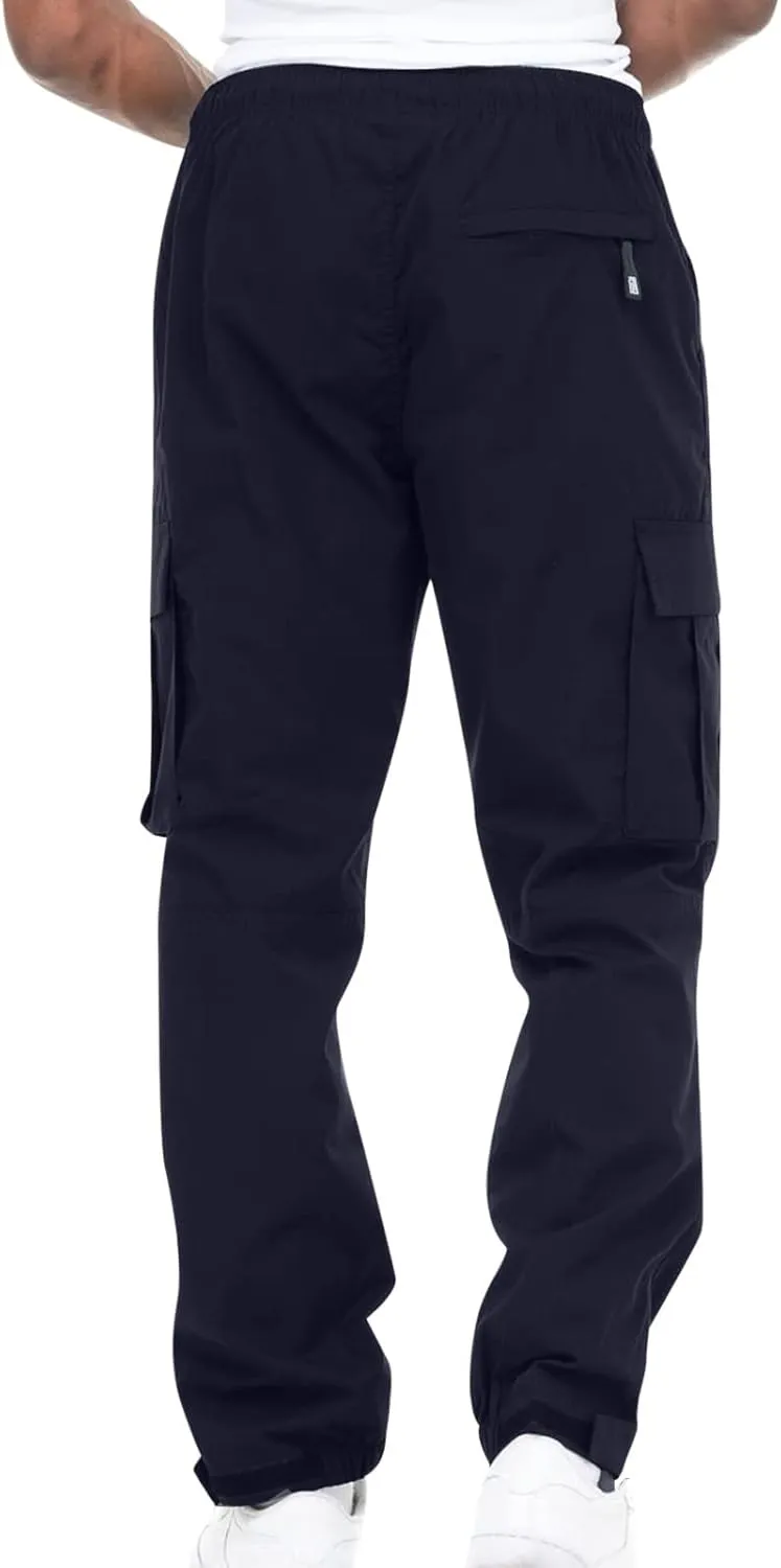 Cotton Men's Cargo Jogger Pants Elastic Multi Pockets Relax Drawstring Outdoor Daily Hiking Camping Activewear Travel