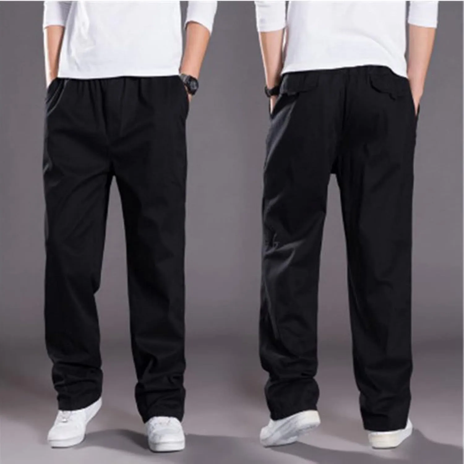 Cotton Men's Relaxed Fit Casual Pants Elastic Lightweight Breathable Drawstring Daily Street Travel Comfy Lounge