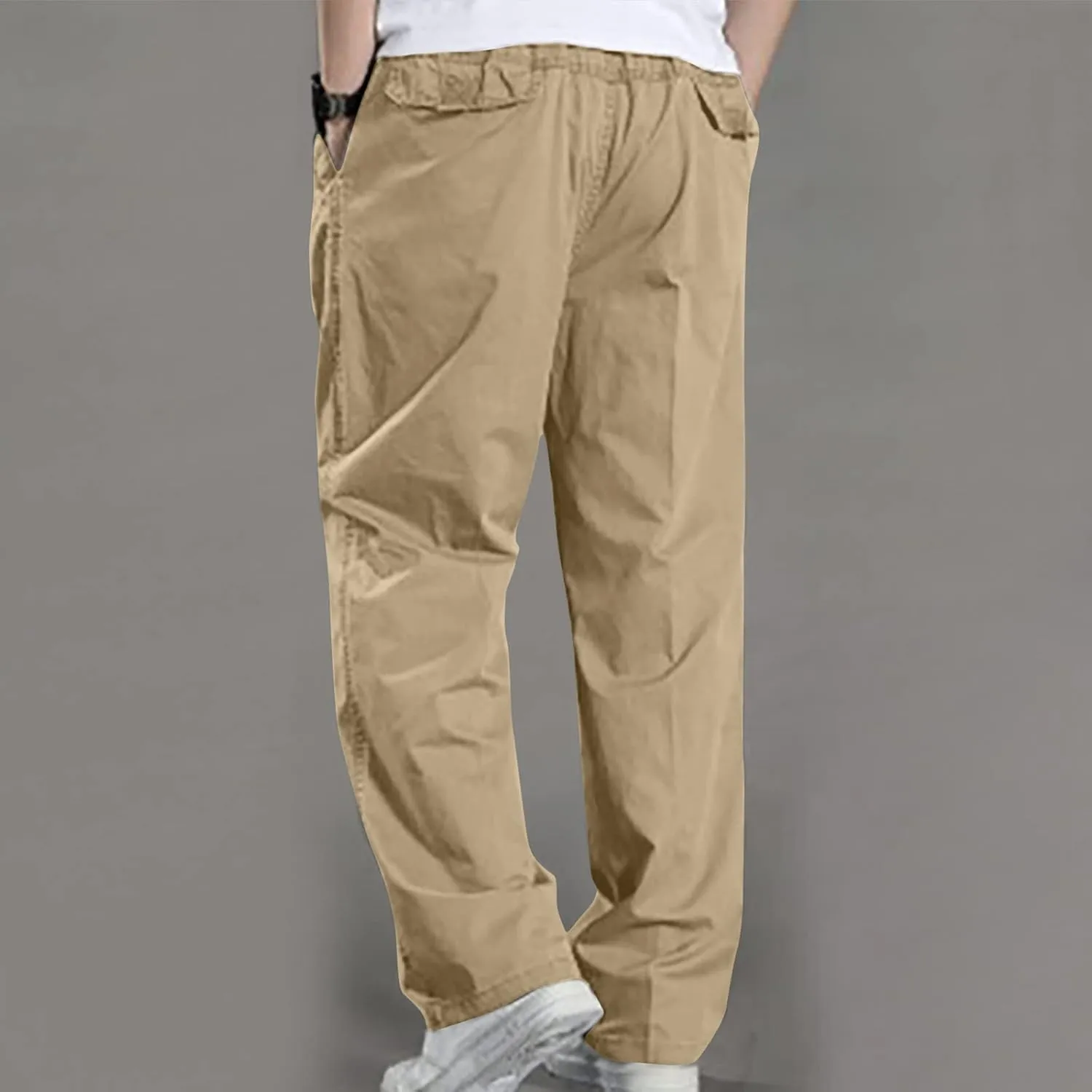 Cotton Men's Relaxed Fit Casual Pants Elastic Lightweight Breathable Drawstring Daily Street Travel Comfy Lounge